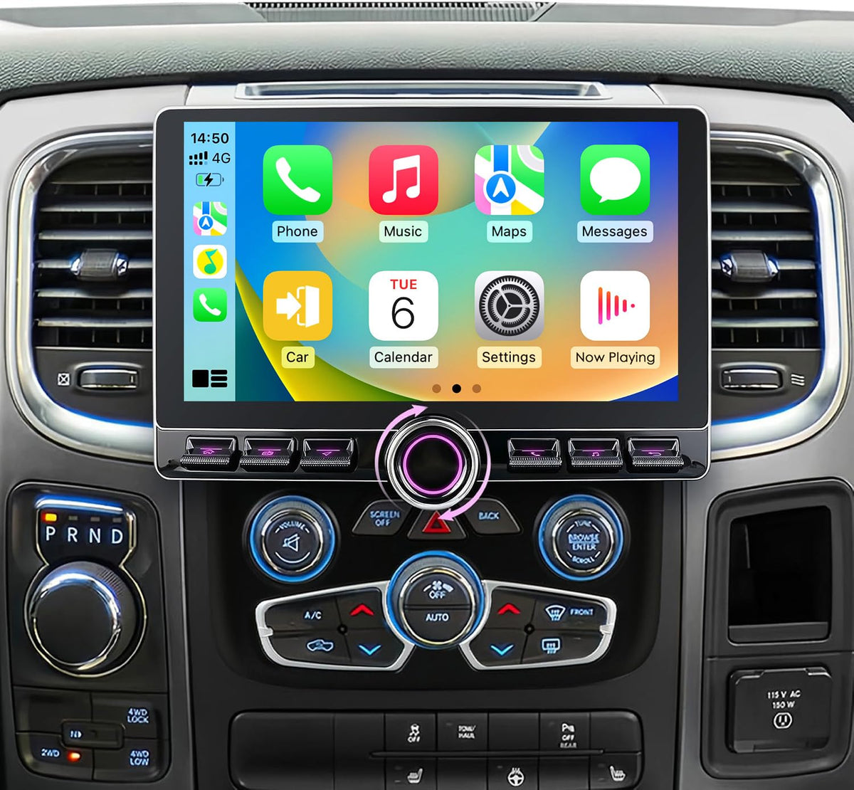 10.2“ HD 4GB+ 64GB Android15 Car Radio Stereo for Dodge Ram 1500 2500 3500 2013-2018 Volume Knob Keybutton Wireless Carplay/Android Auto Steering Wheel Control Bluetooth(Auto AC)