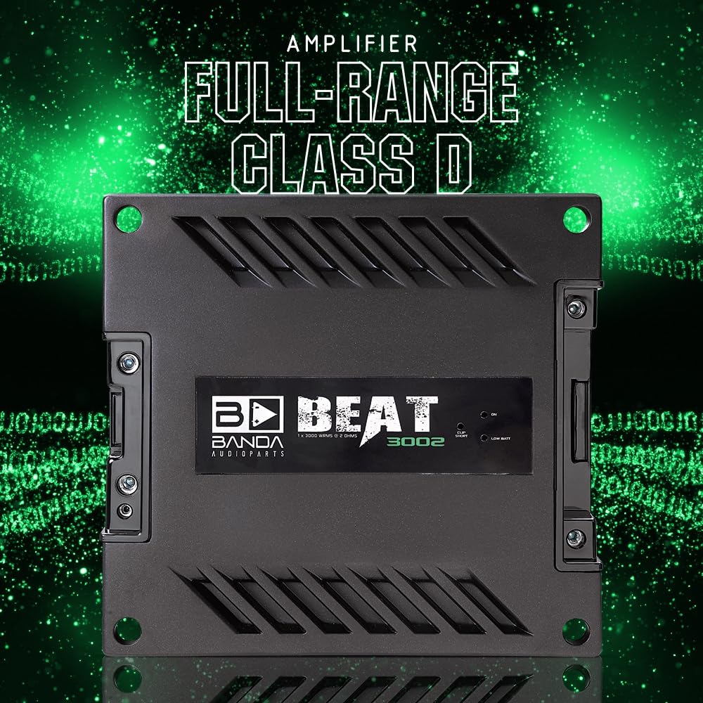 Banda Audiopart BEAT 3002 Car Amplifier 3000W RMS Monoblock Class D 2 Ohm Full-Range Mono Amp for Subwoofers, Bass Amplifier Car Audio, Woofers, Horns & Car Stereo Systems,MID BASS