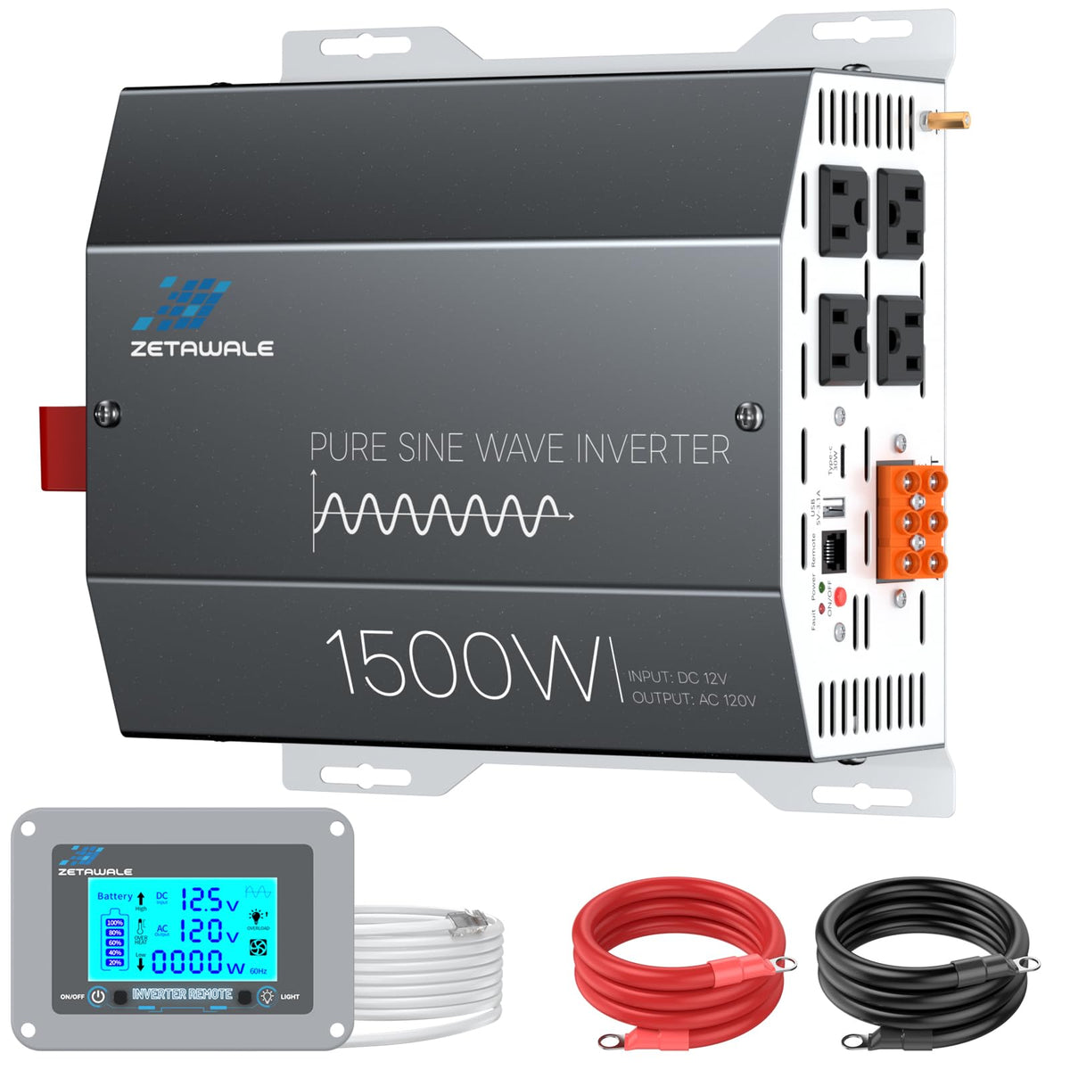 2500W Pure Sine Wave Inverter with Built-in ATS 12V DC to 120V AC for RVs
