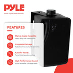 Pyle PLMR24B 3.5 Inch Home Theater Speakers with 100 Watt RMS Power, 4 Ohm Impedance, Stereo Theater Receiver, and 3 RCA inputs (4 Pack)