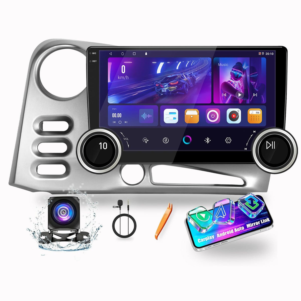 For Toyota Corolla Matrix For Pontiac Vibe 2003-2008 Display Knobs CarPlay/Android Auto Autoradio Android Radio Navigation Stereo Player GPS 10.1" QLED Touch Screen Headunit Tablet Quad Core 2G+64G（B）