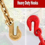 4 Pack 10ft 3/8" Chain and Binder Kit, 3/8"-1/2" Ratchet Binders