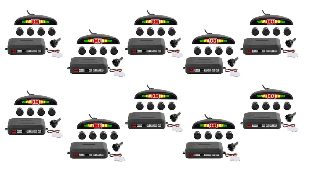 ZONETECH New 4 Parking Sensors LED Display Car Reverse Backup Radar System 10 Pack