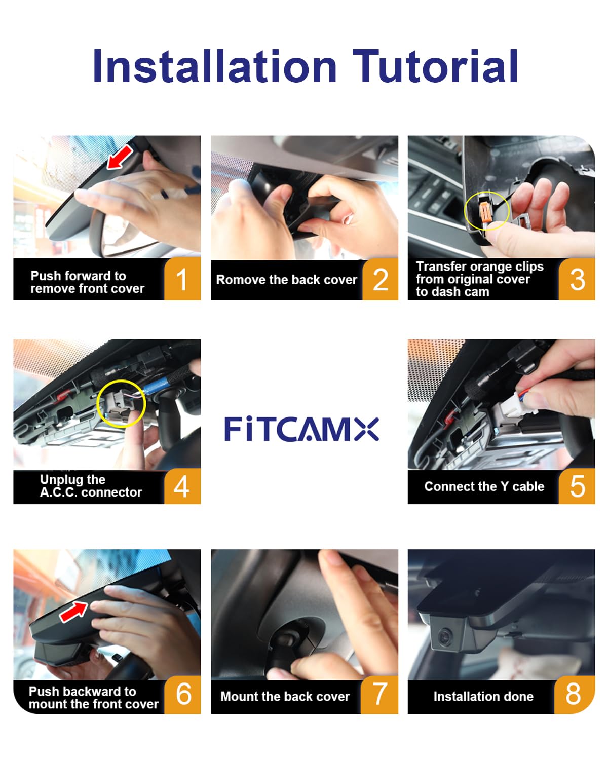 Fitcamx Front 4K+Rear 1080P Dash Cam Adapts for Toyota 4Runner 2025-2026 & Hybrid (HD2-35030), Integrated Factory Look, 2 Way HD Video, WiFi & APP, Loop Recording, G-Sensor, Easy to Set, 128GB Card
