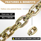AAIN 4Pack Chain and Binder Kit, 3/8"-1/2" Ratchet Load Binders 9200 lbs