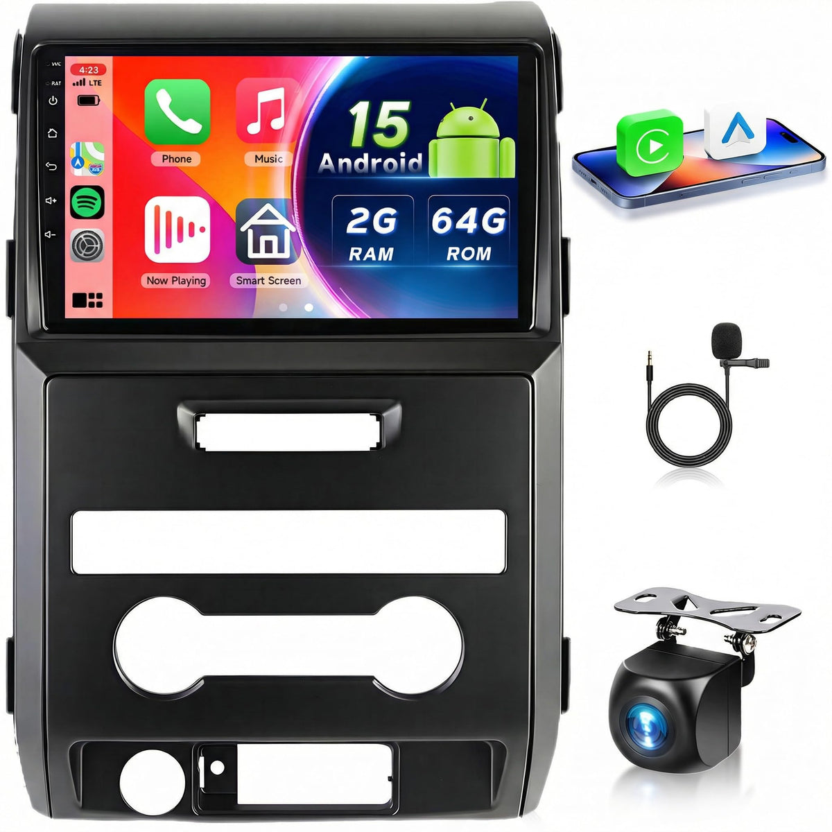 4G+128G Android 15 Car Radio for Ford F150 2009-2014, Wireless CarPlay