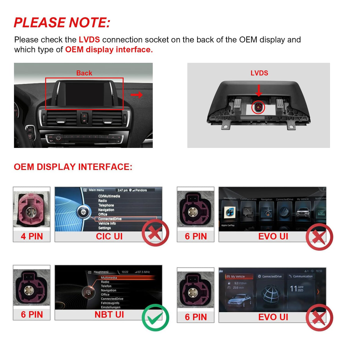 Wireless CarPlay & Android Auto MMI Interface Decoder for BMW NBT System