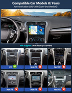 CAMECHO 8-Core 6G+128G Car Radio for Ford Fusion 2013-2016 with Wireless CarPlay Android Auto 9 Inch 1280 * 720 HD Touch Screen Car Stereo Android 15 GPS WiFi DSP 32EQ FM Bluetooth 5.0 Backup Camera