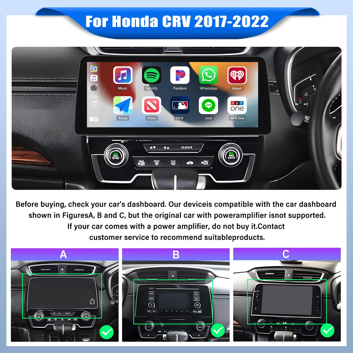 [4+64G] 8-Core 12.3 Inch Android 15 Car Stereo for Honda CRV 2017-2022