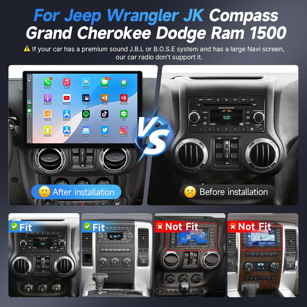 8Core 4G+64G Android 13 Car Stereo for Jeep Wrangler 2007-2018