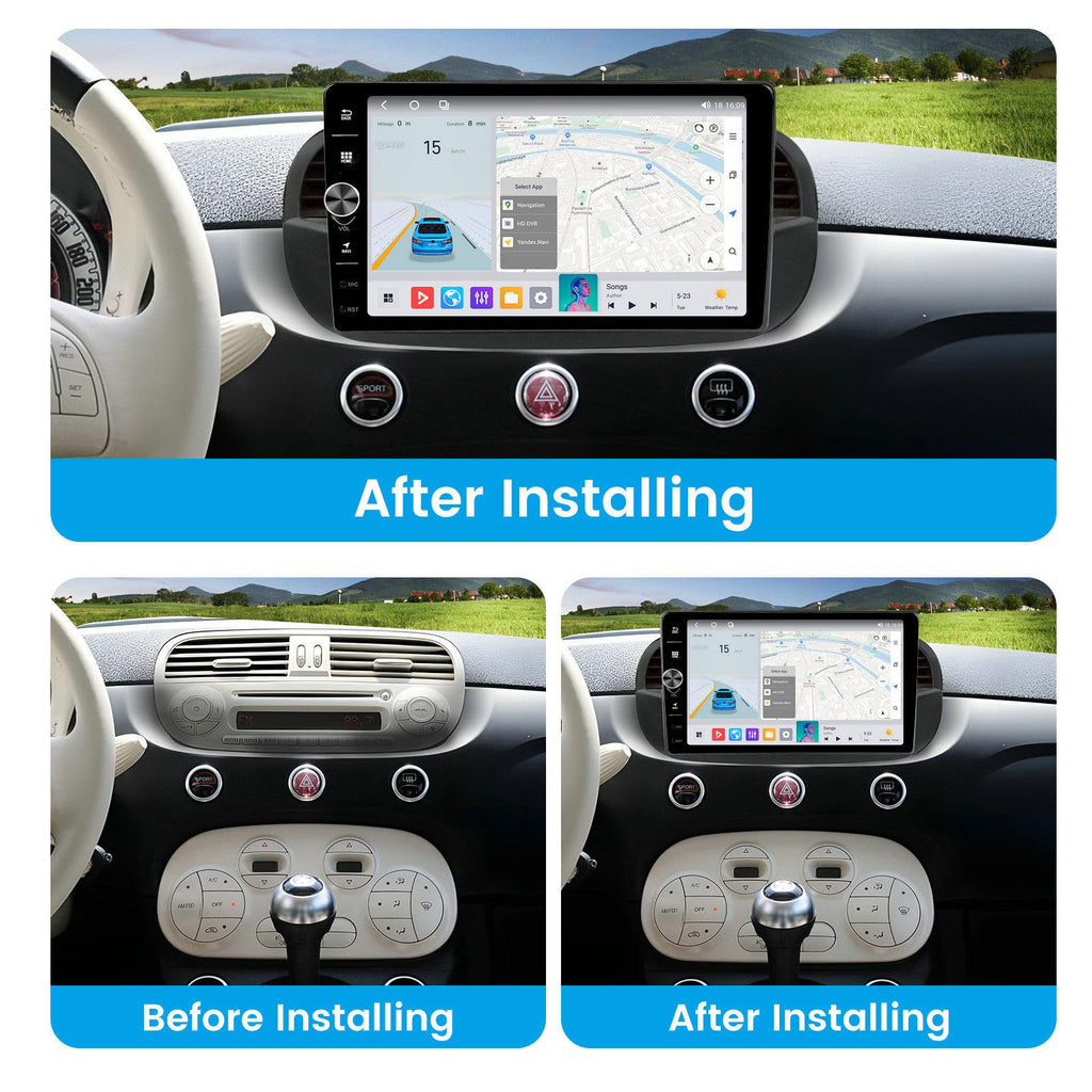 Stereo for Fiat 500 500C 2007-2015 Upgrade Radio with Knob -8Core 2+32GB