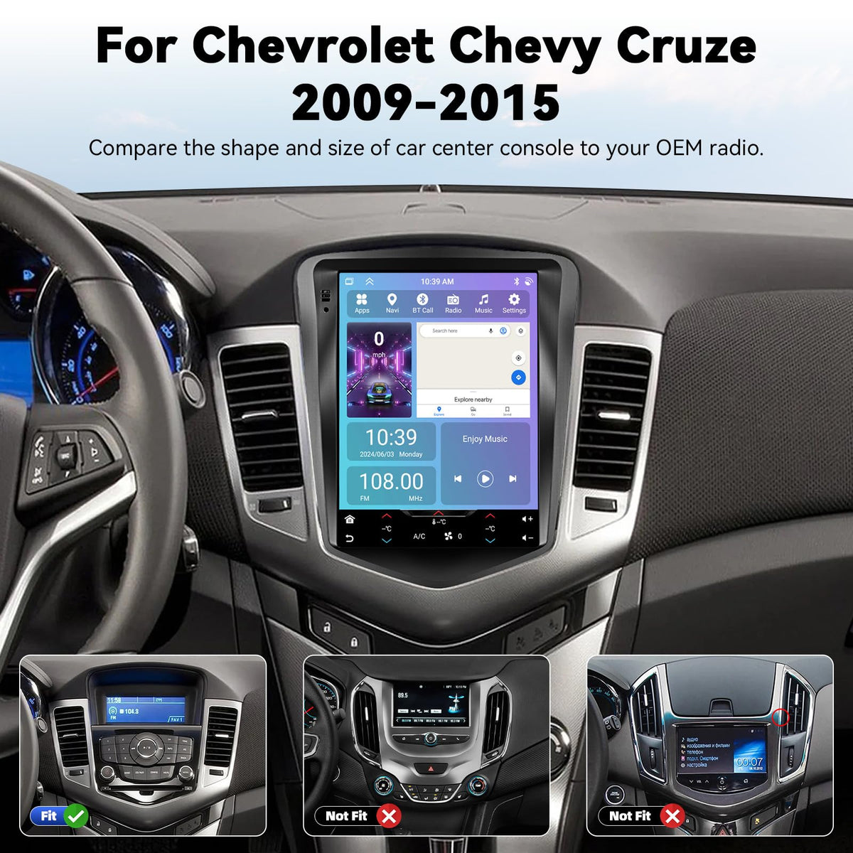 [8Core 4+64G] Android 15 for Chevrolet Chevy Cruze J300 2009-2015 Car Radio