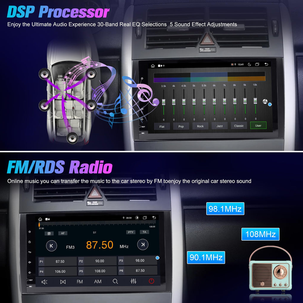Radio for W639 Sprinter: 64G Double Din Car Stereo with Bluetooth AM FM Apple Carplay for Mercedes Benz W169 Vito Viano W906, 9" Touch Screen Android System Head Unit Play with Backup Camera FMAM
