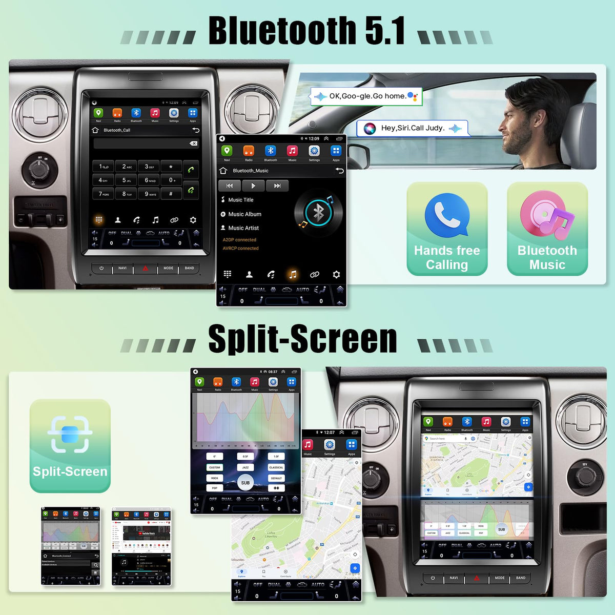 12.1 inches 8 Core Car Radio for Ford F150 2013 2014 (4+64G)