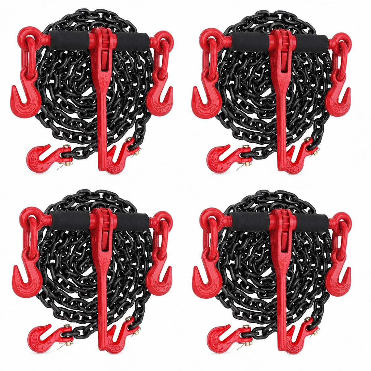 5/16"- 3/8" Ratchet Load Binder with G80 Chain 4Pack 5/16" Tie Down Kit
