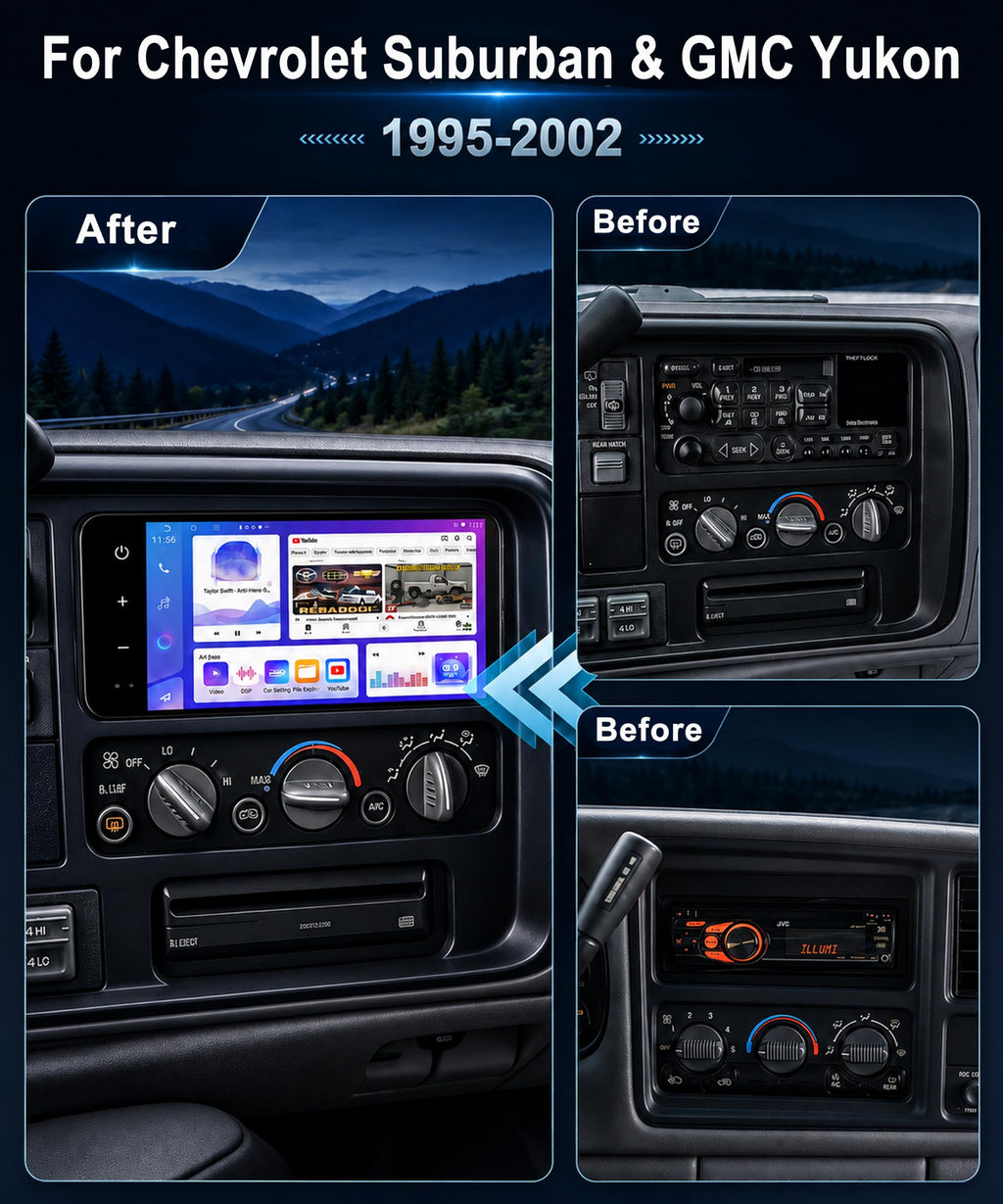 Car Stereo for Chevy Suburban GMC Yukon 1995-2002, QLED CarPlay