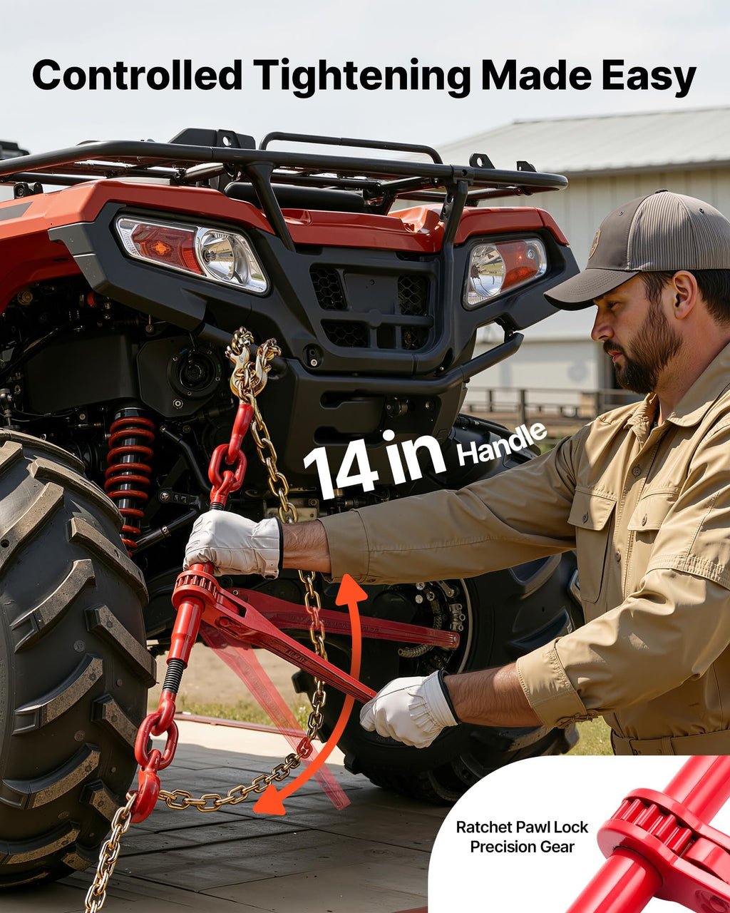 VEVOR Chain and Binder Kit 3/8 in-1/2 in, Ratchet Load Binders 8267 lbs Working Strength, Ratchet Binders and Chains, 3/8 in x 10 ft G80 Chains with G70 Hooks, for Truck, Tie Down, Hauling, Towing