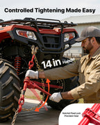 VEVOR Chain and Binder Kit 3/8 in-1/2 in, Ratchet Load Binders 8267 lbs Working Strength, Ratchet Binders and Chains, 3/8 in x 10 ft G80 Chains with G70 Hooks, for Truck, Tie Down, Hauling, Towing