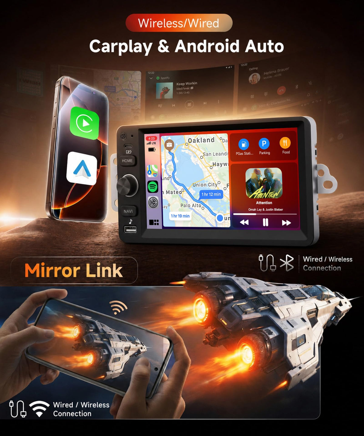 8 Core 6G+128G Android Car Stereo for Chevrolet Chevy Silverado Impala Tahoe GMC Sierra Yukon Hummer H2 with Wireless CarPlay Android Auto, 7” Car Radio GPS WiFi SWC BT Backup Camera