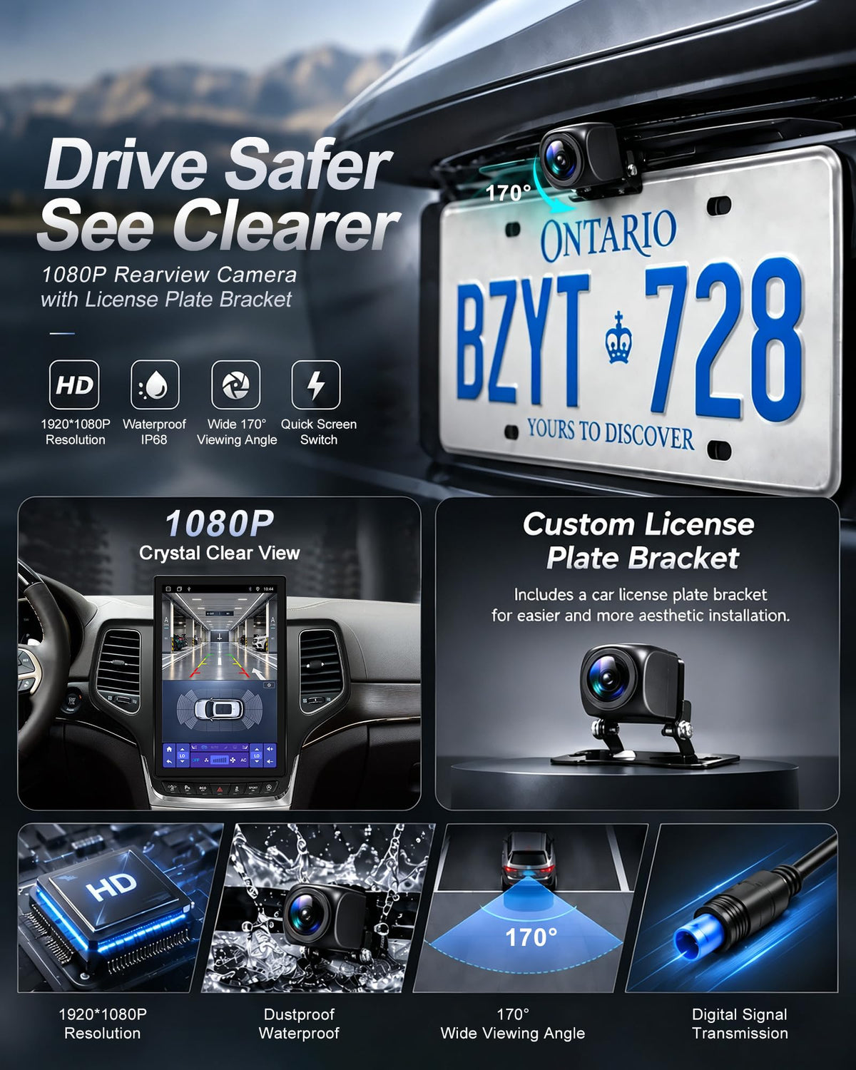12.95" Car Radio Stereo Upgrade for Grand Cherokee 2014-2022,Wireless CarPlay Android Auto,Android 13 Head Unit with WiFi SWC GPS 1080P Backup Camera 4+64GB