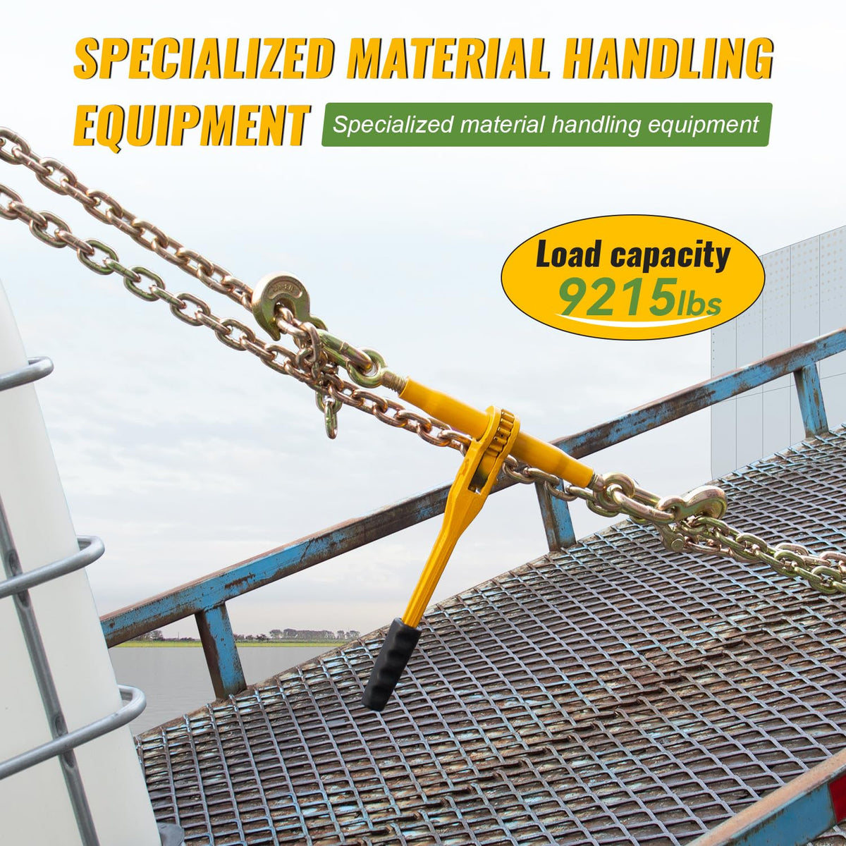 Chain and Binder Kit 3/8in-1/2in, Ratchet Load Binders 9215 lbs Working Strength, Ratchet Load Binders and Chains Set of 4, 3/8in x 10ft G80 Chains Truck, Tie Down, Hauling, Towing