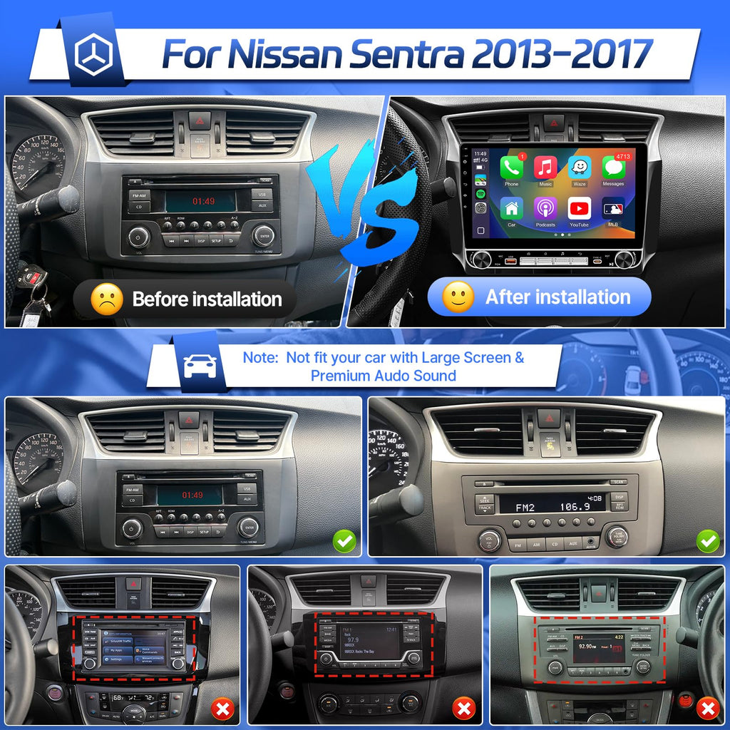 8 Core 4+64G Car Stereo for 2013-2017 Nissan Sentra Radio with Knob