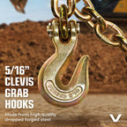 VULCAN Chain and Load Binder Kit - (2) Grade 70 5/16 Inch x 10 Foot Chains and (2) Folding Handle Load Binders - 4,700 Pound Safe Working Load