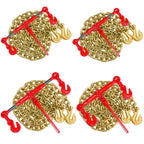 Chain Binder 3/8" -1/2" Grade 70 and 3/8"×10ft Chains Includes (4) Binders and (4) Chains for Industrial Agricultural Towing Applications in Chain and Binder Kit