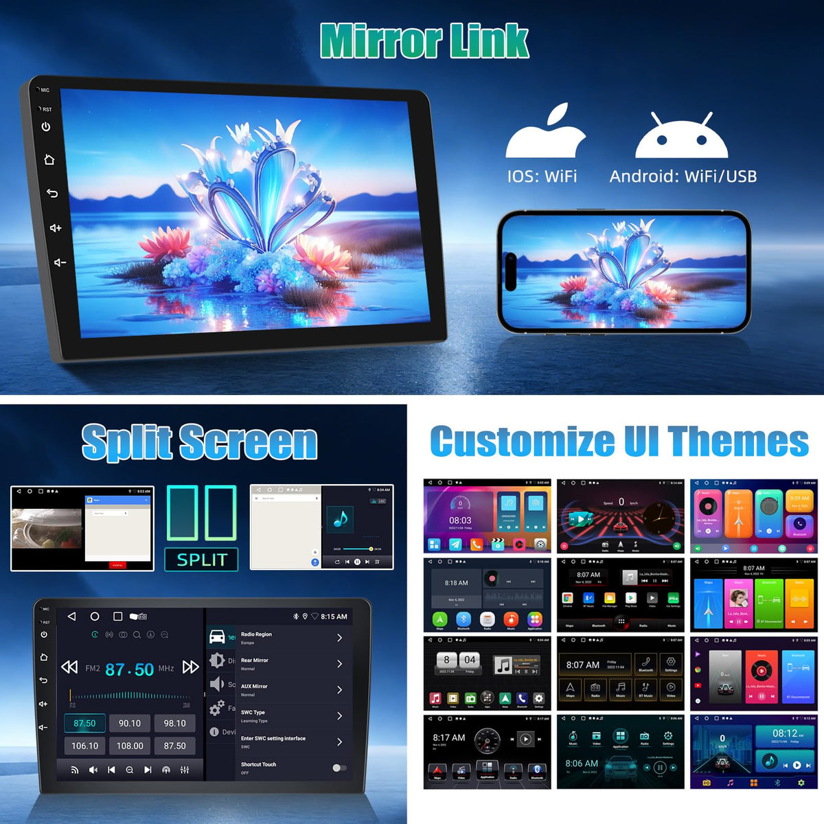 SIXTOP Canbus Included 2+64G Android Car Stereo Radio for Hyundai Elantra 2014-2016 Wireless CarPlay Android Auto 9 Inch Touchscreen Bluetooth GPS Head Unit FM/RDS WiFi EQ SWC AHD Rear Camera