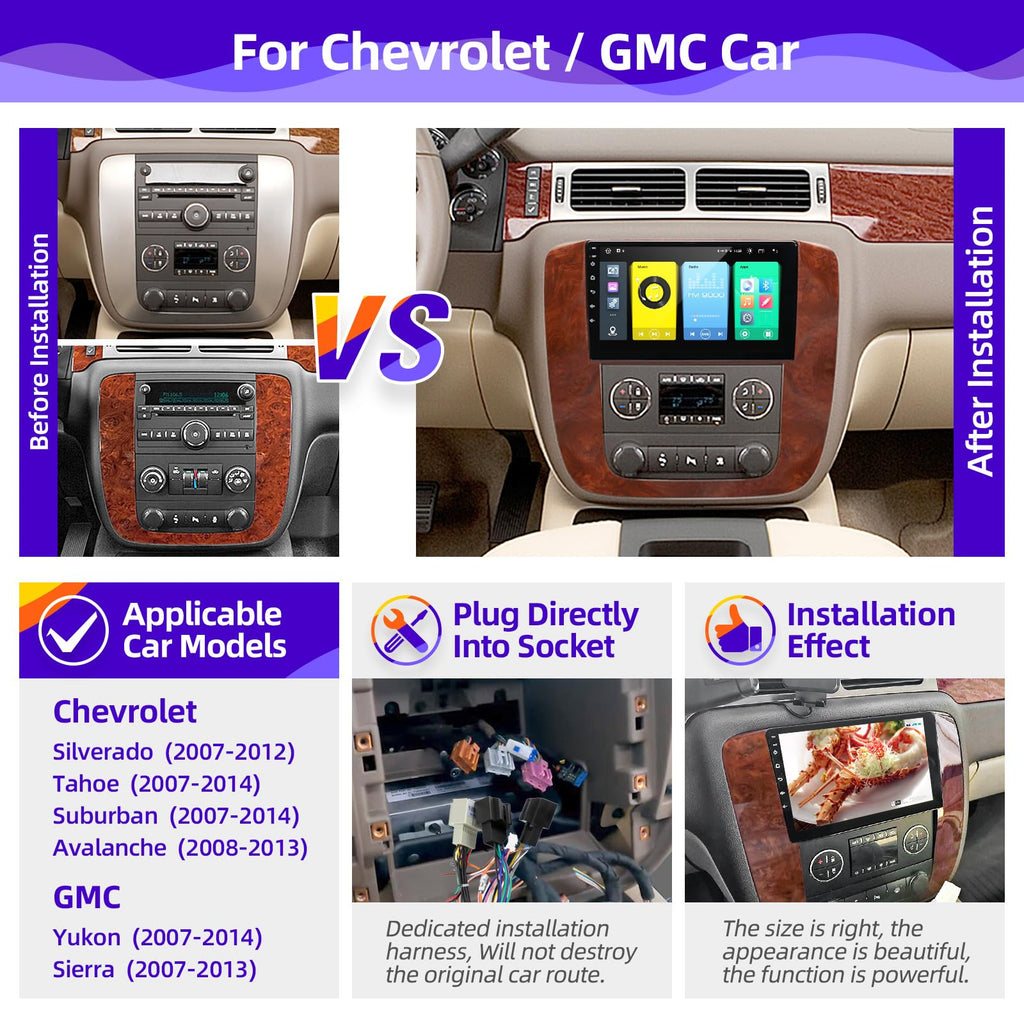 for Chevrolet Tahoe Suburban GMC Yukon 2007-2013 Radio Stereo Carplay Auto