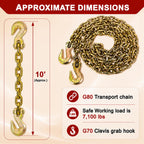AAIN Chain and Binder Kit 3/8 in-1/2 in, 4 Pack Ratchet Binders and Chains
