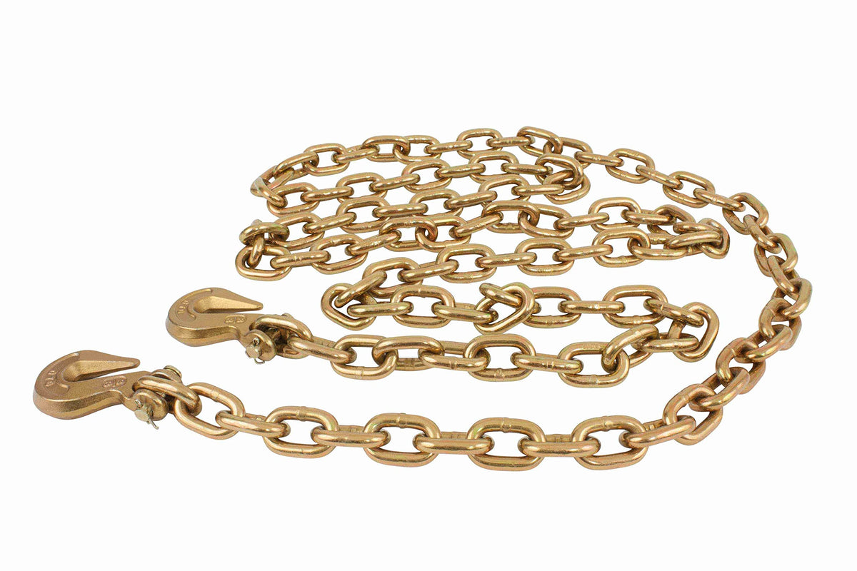 Mytee Products 3/8" Grade 70 Chain and Binder Kit | Includes (2) 3/8" - 1/2" Ratchet Load Binder Severe Duty & (2) 3/8" x 12' G70 Transport Chain w/Grab Hooks | 6600 lbs WLL for Truck Trailer Tie Down
