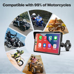 Motorcycle CarPlay Screen with Android Auto – 7” Waterproof GPS, Pantalla para Moto, Apple CarPlay, Navigation System for Motorcycle, Dual 4K Dash Cam Bluetooth Audio, BSD & TPMS