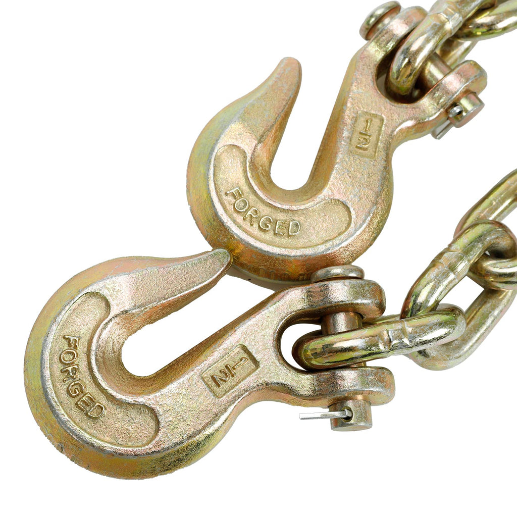 2 PCS 1/2 inch X 20' G70 Transport Chain Tie Down Binder Chain Flatbed Truck Trailer with Grab Hooks