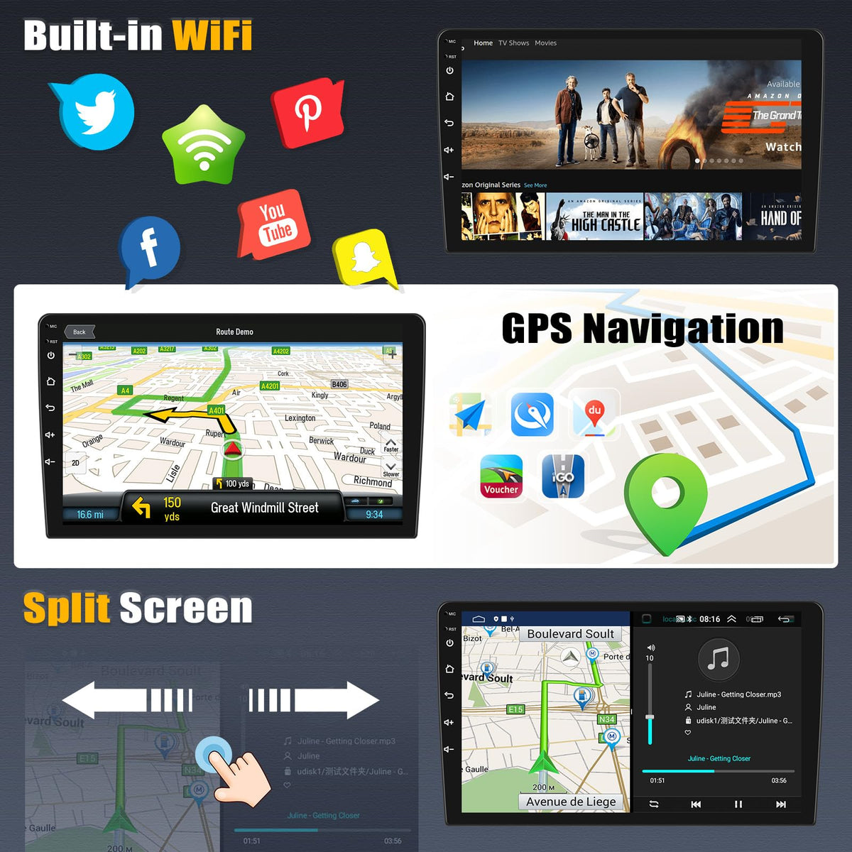 [2+64G] Android 15 Car Radio Stereo for Honda Acura TSX 2003-2008