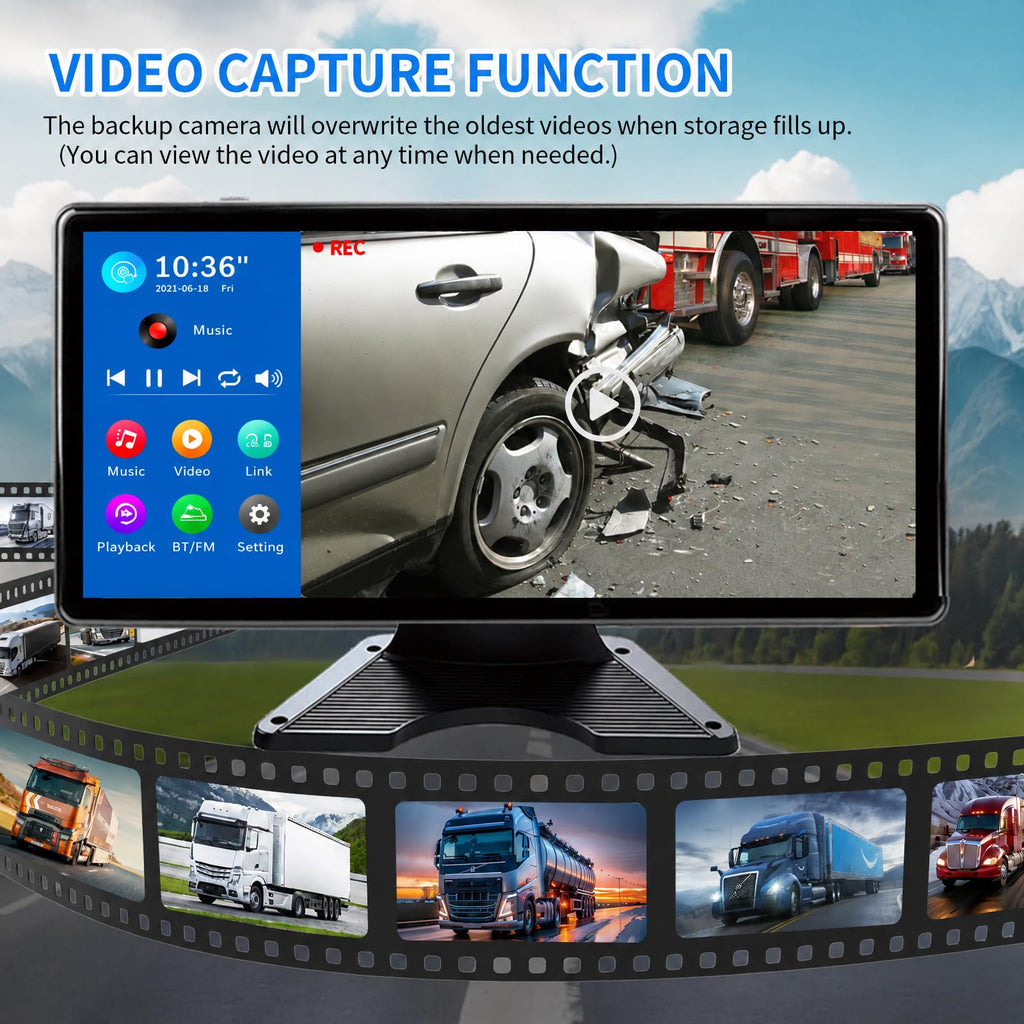 10.36" 4K RV Backup Camera System with 4 1080P Cameras