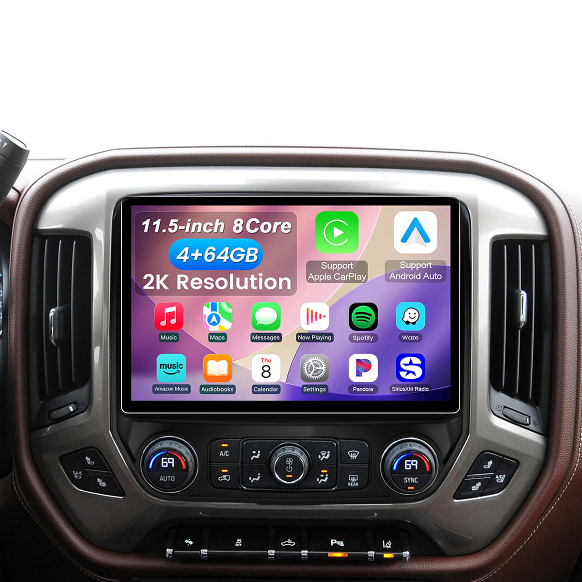 64GB Car Radio for Chevy Silverado 2014-2018, 10.2" IPS Touchscreen