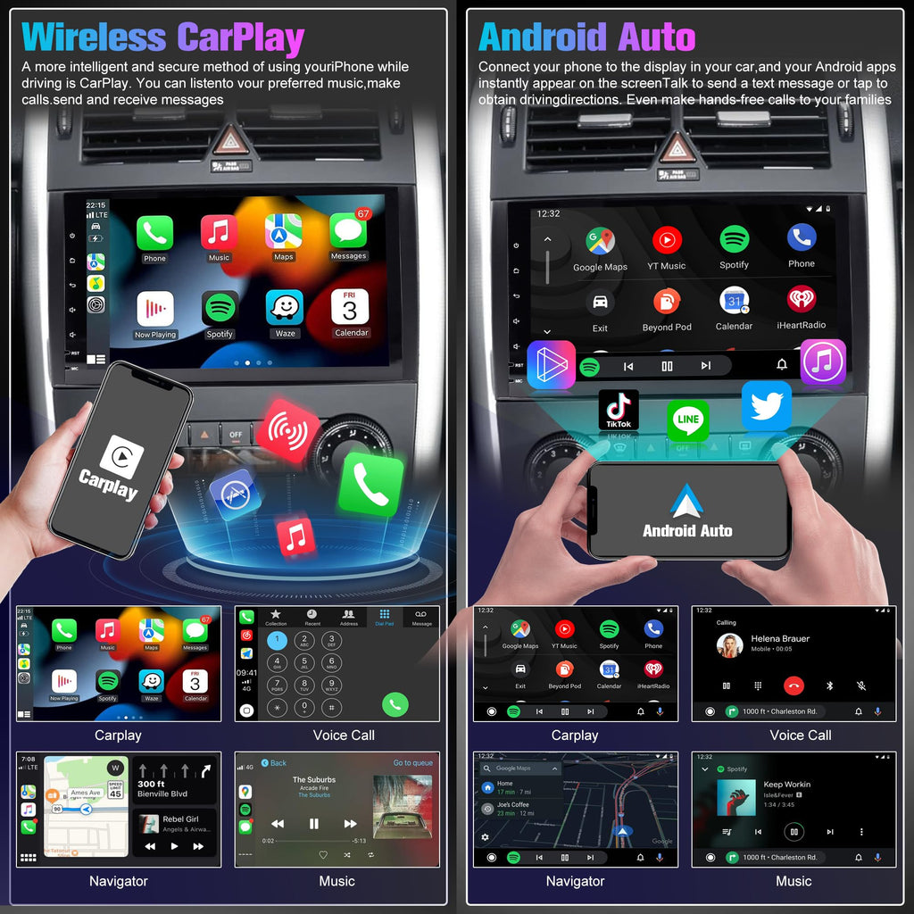 Radio for W639 Sprinter: 64G Double Din Car Stereo with Bluetooth AM FM Apple Carplay for Mercedes Benz W169 Vito Viano W906, 9" Touch Screen Android System Head Unit Play with Backup Camera FMAM