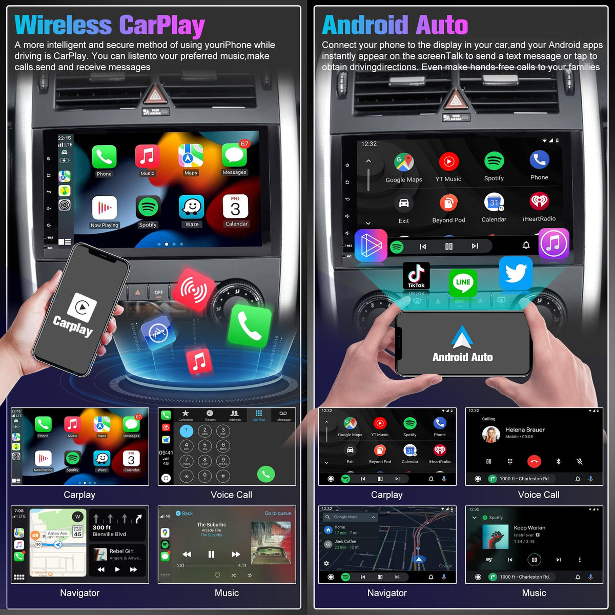 Radio for W639 Sprinter: 64G Double Din Car Stereo with Bluetooth AM FM Apple Carplay for Mercedes Benz W169 Vito Viano W906, 9" Touch Screen Android System Head Unit Play with Backup Camera FMAM