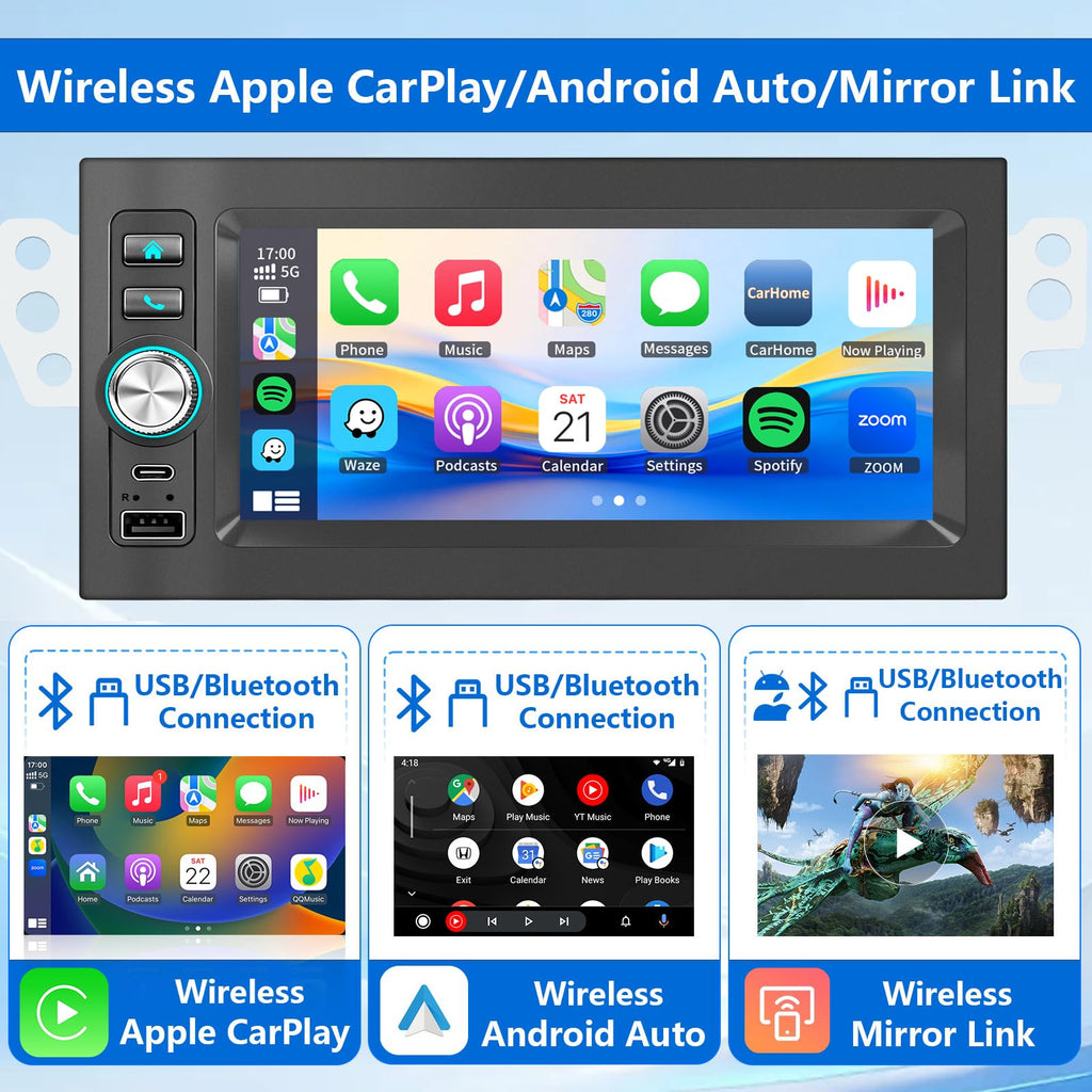 1.5 Din Car Stereo Radio GPS Navi Carplay Android Auto for 1995-2005 Chevy GMC Pontiac Tahoe Yukon Suburban Sierra S10 Blazer Jimmy Astro Safari C/K Silverado Lumina Camaro Corvette Grand AM Cavalier