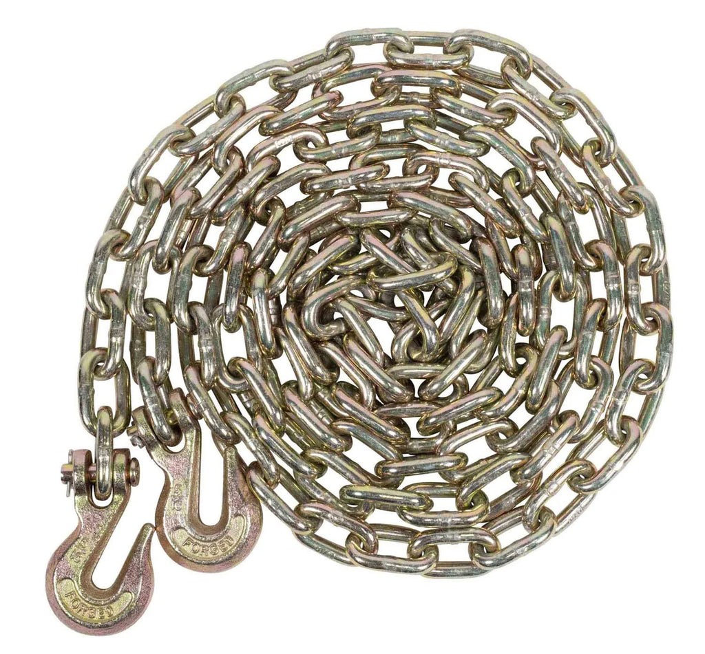 Mytee Products 4 Pcs G70 5/16" Chain & Easy Binder Kit - (2) 5/16"-3/8" Easy Ratcheting Chain Load Binder & (2) 5/16" x 20' G70 Transport Chain w/Grab Hooks - 4700 lbs WLL for Truck Trailer Tie Down