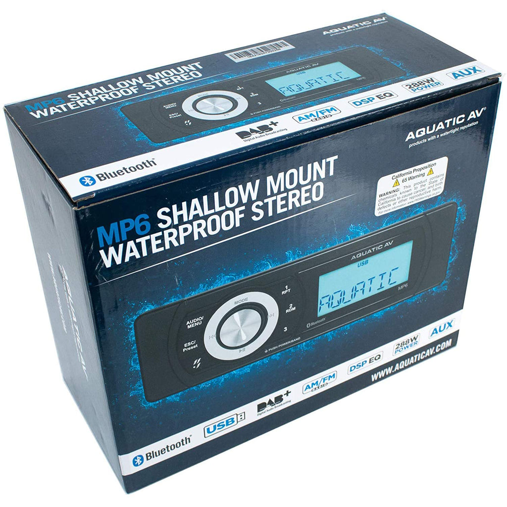 Aquatic AV MP6 Shallow Mount Waterproof Marine Stereo