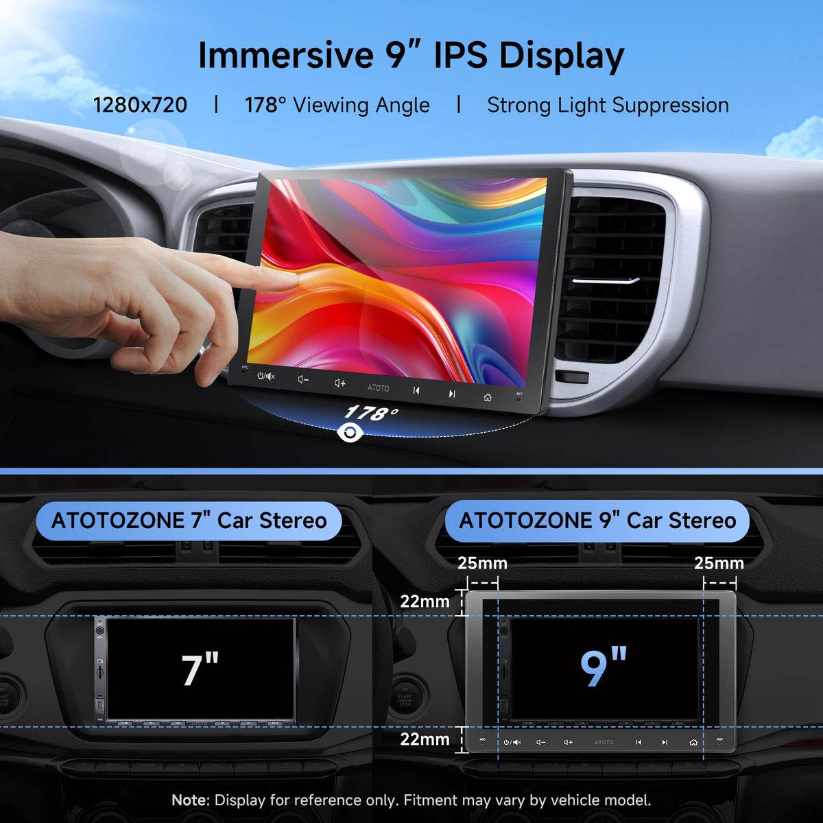 A5L 9" Android Double-DIN Car Stereo with 1080P Dashcam & Backup Camera