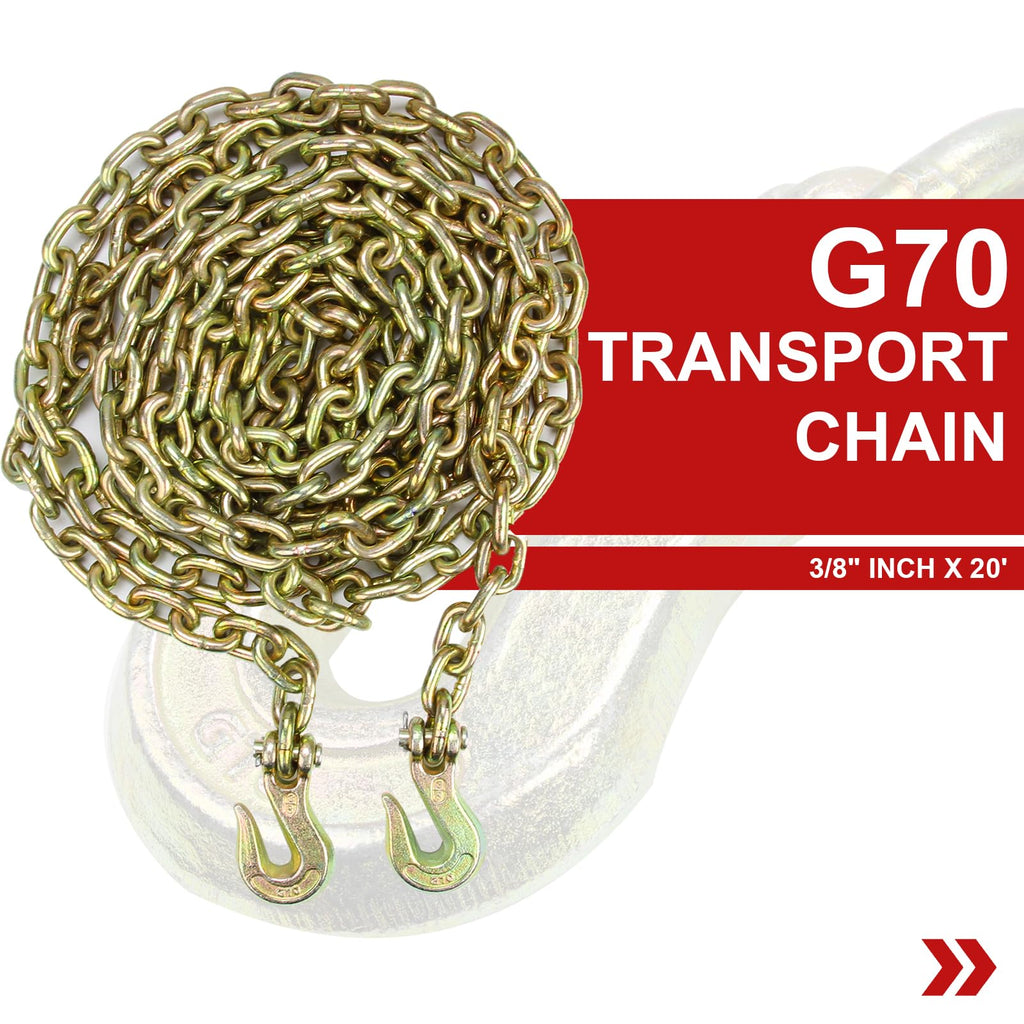 4PC 3/8" X 20' G70 Tie Down Tow Chain Binder