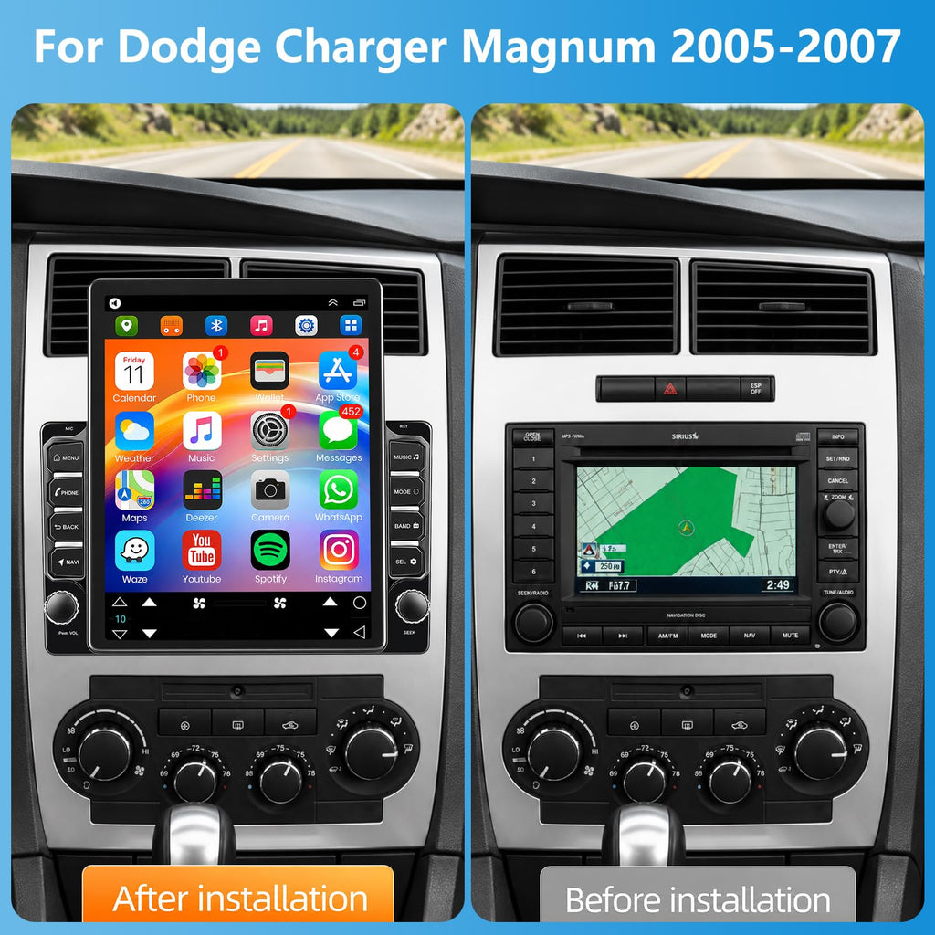 9.7" Android 14 Car Radio Stereo for Dodge Charger Magnum 2005-2007