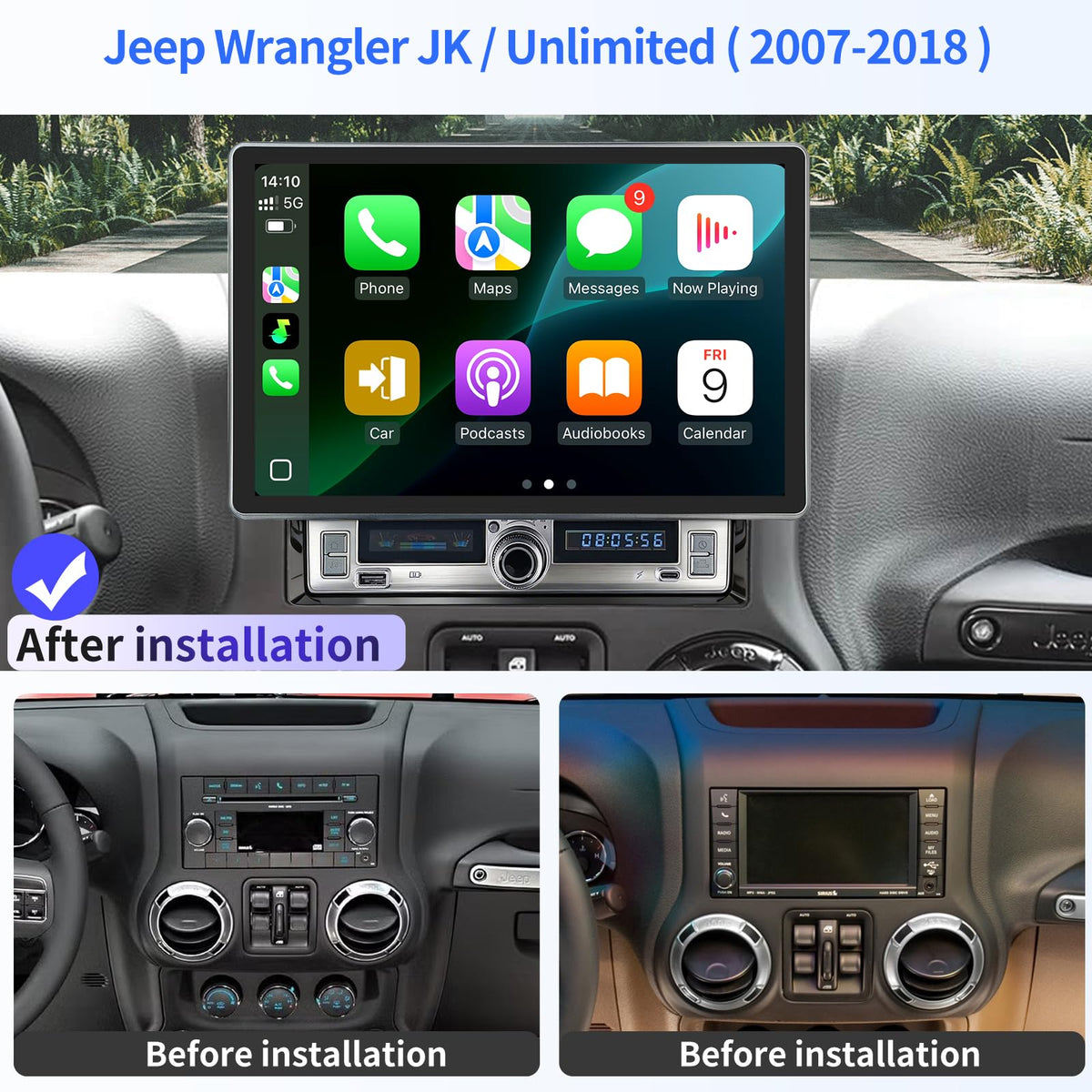 10.2" Car Radio for Jeep Wrangler JK/Unlimited 2007-2018 Stereo Replacement