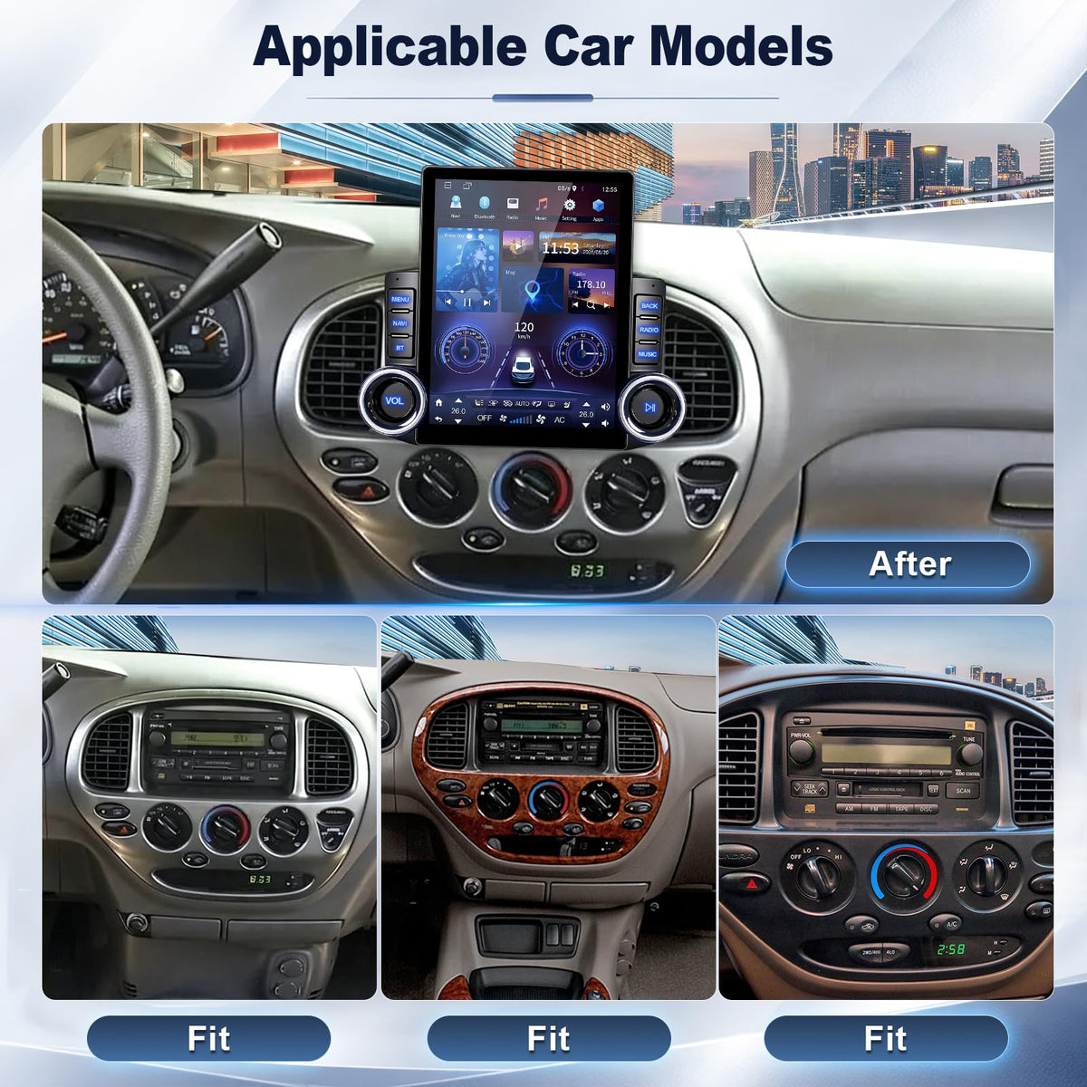 Dual knobs 9.7 Inch Upgrade Car Radio for Toyota Tundra 2000-2006 2+32G