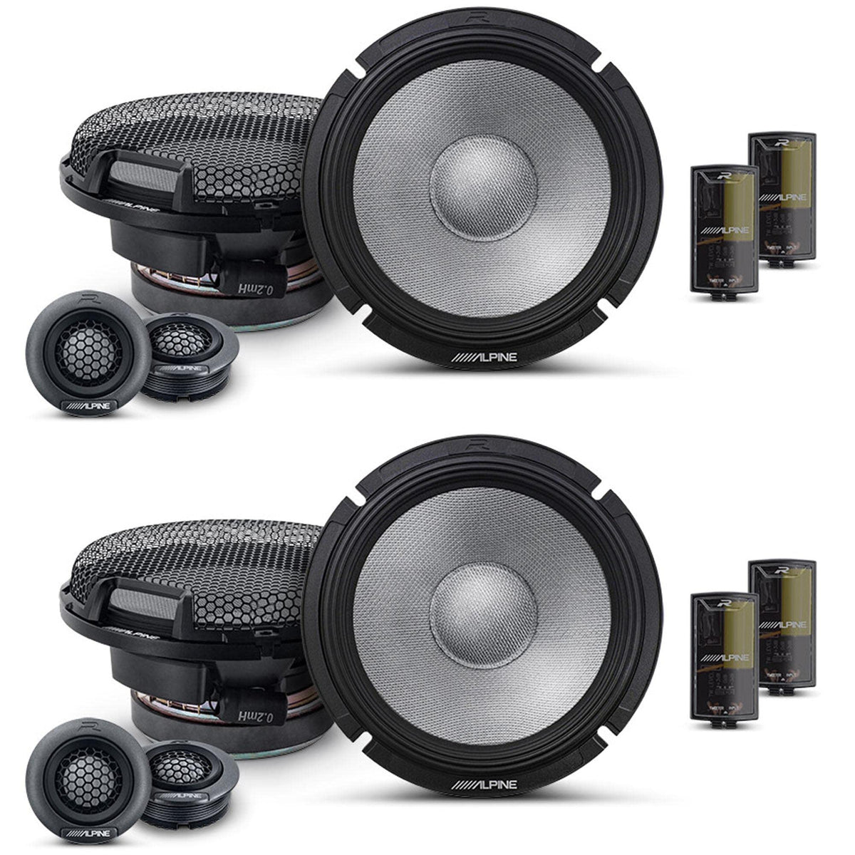 Alpine R2-S65C 6.5 in Two-Pair Component Speaker Bundle