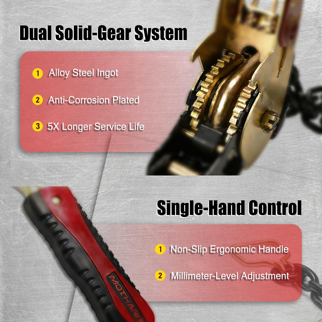 2 Pack 5/16"-3/8" Easy Ratchet Chain Binder with Grab Hooks