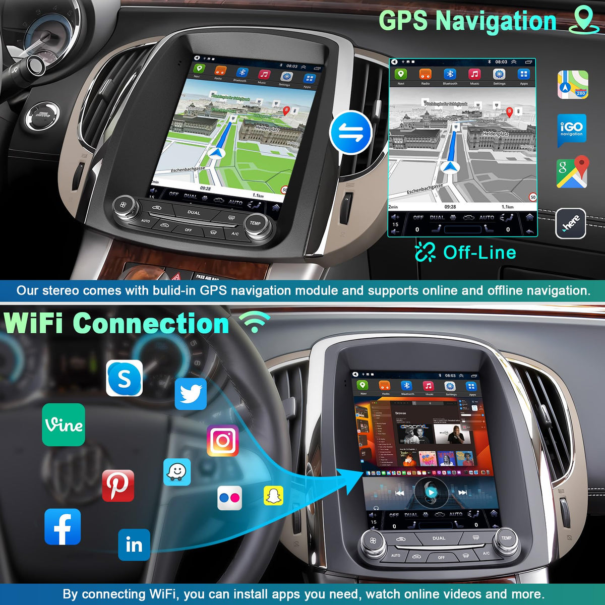 Car Stereo Radio Android GPS Navi for Buick Lacrosse 2009 2010 2011 2012